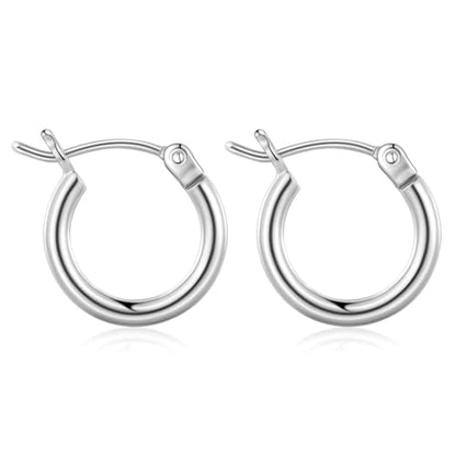 Gacimy Gold Hoop Earrings for Women 14K Real Gold Plated Hoops with 925 Sterling Silver Post - color: Silver, size: 14mm