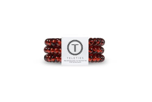 TELETIES - Spiral Hair Coils - Ponytail Holder Hair Ties for Women - Phone Cord Hair Ties - Strong Grip, No Rip, Water Resistant, No Crease Hair Tie Coils - 3 pack (Small, Tortoise) - color: Tortoise