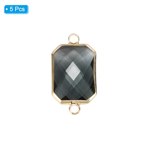 PATIKIL Birthstone Connector Link, Diamond Clear Charm Links, Glass Jewelry Findings Crystal Bead Link for Drop Dangle Pendants Necklace Bracelet Earring - color: Gray
