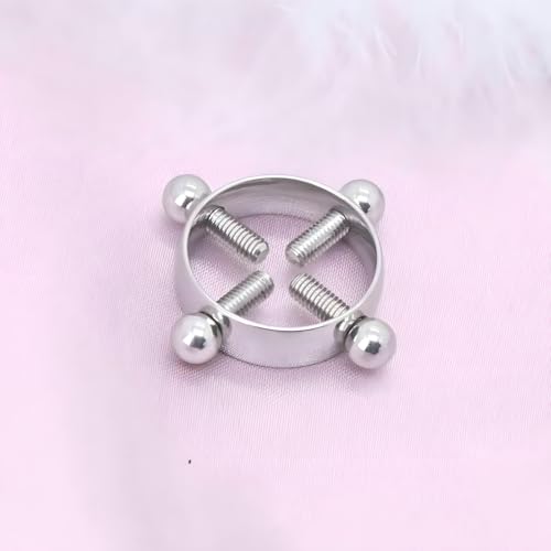 2Pcs Round Non Piercing Nipple Ring Fake Nipple Rings - color: Silver