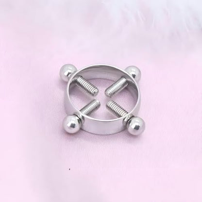 2Pcs Round Non Piercing Nipple Ring Fake Nipple Rings - color: Silver