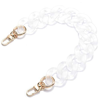 AUMEY Large Flat Chain Strap - Acrylic Clear Chain Luxury Handbag Strap Fashionable Replacement Purse Clutches Handles for Purse Handbags DIY Crafts, 15.7 inch of Each … (02- Transparent) - color: 02- Transparent