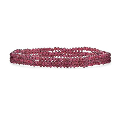 Natural Stones Mini Seed Bead Stretch Bracelet Stackable Strands (Set of 3) - color: Red Garnet