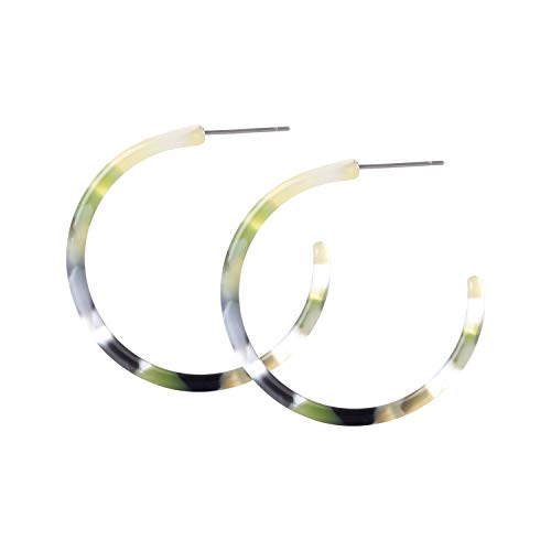 6-12 Pairs Leopard Hoop Earings Lightweight - Bohemia Statement Hoops Acrylic Resin Round Circle Stud Earring Set - Drop Dangle Ecetate Earrings Green Pink Red for Women