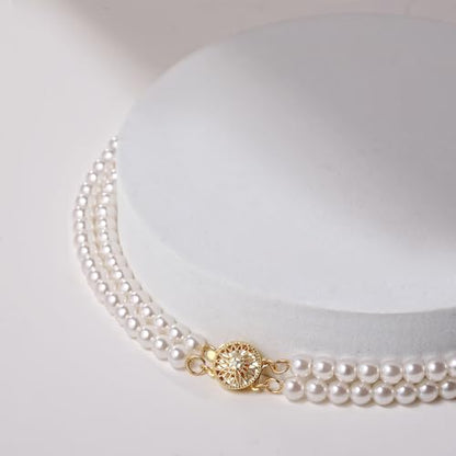 Layered Pearl Necklace for Women Pearl Choker Chain Necklaces - style: Double-Layer