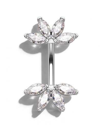 Lotus Rook Piercing Jewelry, 16G Eyebrow Rook Earrings, Stainless Steel Eyebrow Piercing Jewelry,Lobe Earrings 6/8MM - color: WG-6MM