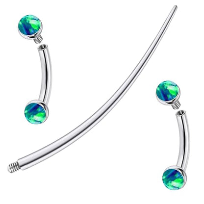F136 Titanium 16g 6/8/10mm Opal Eyebrow/Rook/Snug/Vertical-Labret/VCH/Snake-Eyes/Anti-Tragus/Christina/Daith/Belly-Button/Bridge/Hood/Surface Curved Barbell Piercing Jewelry for Women Men - color: Green, size: 6mm=1/4in