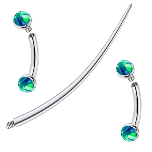 F136 Titanium 16g 6/8/10mm Opal Eyebrow/Rook/Snug/Vertical-Labret/VCH/Snake-Eyes/Anti-Tragus/Christina/Daith/Belly-Button/Bridge/Hood/Surface Curved Barbell Piercing Jewelry for Women Men - color: Green, size: 6mm=1/4in
