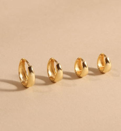 CHESKY 4 Pairs Small Huggie Hoop Earrings for Women - Chunky 14K Gold Plated/Silver Plated Lightweight Earring Stacks Cartilage Hoop Earrings Set for Multiple Piercing Trendy Jewelry - style: 4hoops-gd