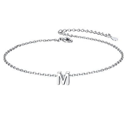 ChicSilver Initial Bracelet for Women 925 Sterling Silver Letter Initial Bracelet Dainty Personalized 26 Alphabet Jewelry Gifts for Birthday Anniversary Wedding - style: M