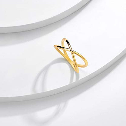 Valloey Rover Gold Rings for Women Non Tarnish Thumb Ring | 14k Gold Plated Adjustable Open Cross Wedding Rings Waterproof Fashion Statement Jewelry for Women Trendy Gift - color: X
