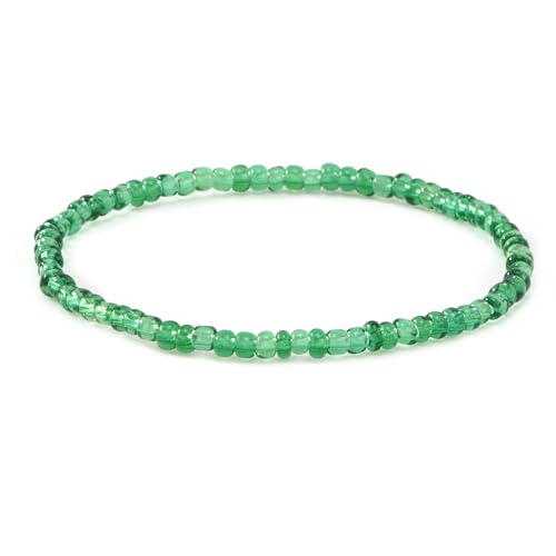 Handmade Stackable Rice Seed Beaded Ball Bracelets set for women, Romantic Boho Trendy Acrylic Glass Stretch Accessories Multi Layer Jewelry, Daily Wear Party Holiday Friendship Gift - color: Green