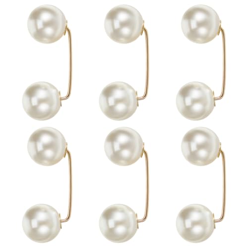 6pcs Faux Pearl Brooch Pins Safety Pin Wedding Decoration Shawl Collar Buttons Sweater Brooches