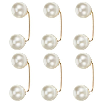 6pcs Faux Pearl Brooch Pins Safety Pin Wedding Decoration Shawl Collar Buttons Sweater Brooches