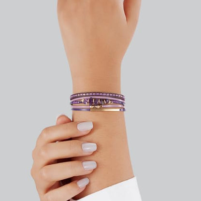 Boho Gemstone Beaded Leather Wrap Bracelets Stackable Chunky Cuff Bracelet Western Jewelry Cowboy Chic Country Concert Outfits for Women - color: Purple