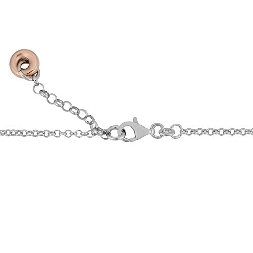 Kooljewelry Tri-Color Sterling Silver Interlocking Circles Necklace (adjusts from 18 to 20 inch)