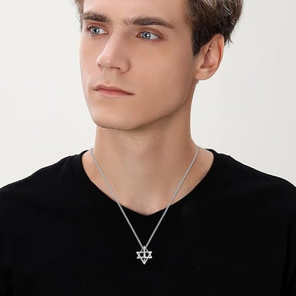 Sterling Silver Star of David Necklace - Metatron Necklace Gift for Men