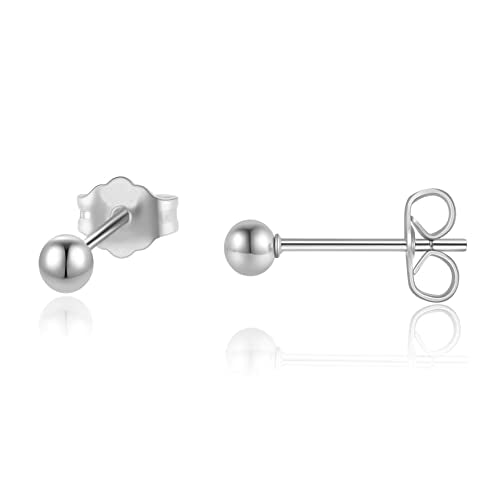 Renkovte Tiny Ball Stud Earrings for Women,Dainty 2mm 3mm 4mm Ball Studs for Cartilage Helix Second Lobe Piercing 316 Surgical Steel Hypoallergenic - color: Silver, size: 4mm Ball