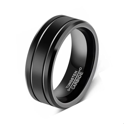 Tungsten Carbide Men's Wedding Band Ring, 8mm Width, Comfort Fit, Stylish Design, Sizes 6-13