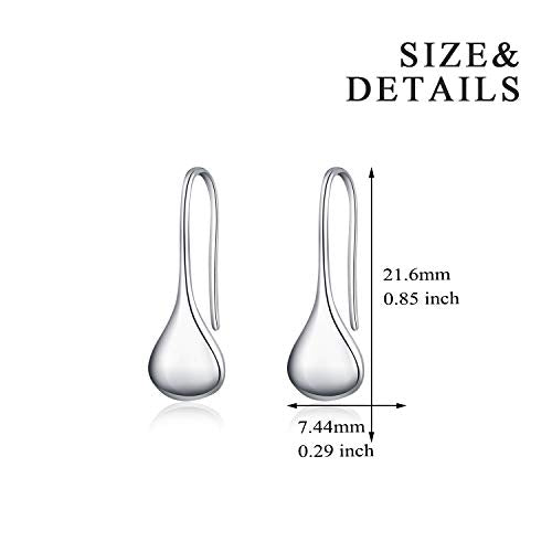 Pull Through Teardrop Dangle Earrings 925 Sterling Silver Simple Water Drop Earrings Birthday Mother's Day Christmas Gifts for Women - style: pull through teardrop earrings style B