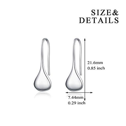 Pull Through Teardrop Dangle Earrings 925 Sterling Silver Simple Water Drop Earrings Birthday Mother's Day Christmas Gifts for Women - style: pull through teardrop earrings style B