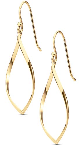 Milla Dainty Silver Drop Earrings for Women and Dangling Gold Earrings | Hypoallergenic, Easy to Wear, Available in 14K Gold, Rose Gold, or Silver Plated Finish, Different Designs - color: Marquise Drop / 14K Gold Plated