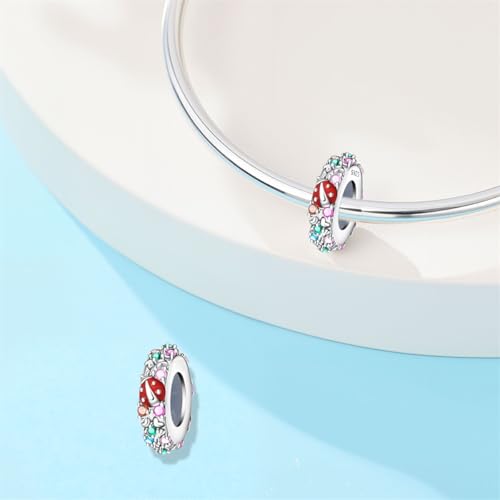 2pcs Stopper Spacer Beads for Pandora Bracelets, Sterling Silver Cross Ladybug Clip Spacer Charms For Bracelet DIY Jewelry Gift - color: Ladybug