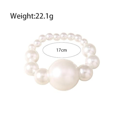 Acrylic Chunky Gold Beaded Bracelet for Women,Extra Big Round Ball Bead Chain Stretch Bracelet,Exaggerated Faux Pearl Bracelets Prom Party Jewelry - color: Pearl