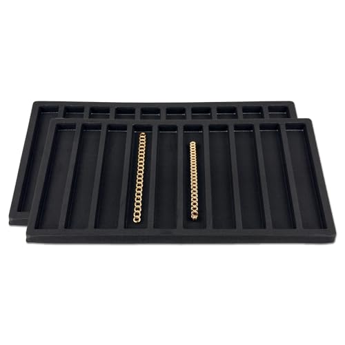 2-Pack 10-Compartments Vertical Flocked Velvet Jewelry Display Inserts - Tray/Case Liners - Bracelet Necklace Storage, (Black) by The Display Guys - color: Black, size: Compartments - 10