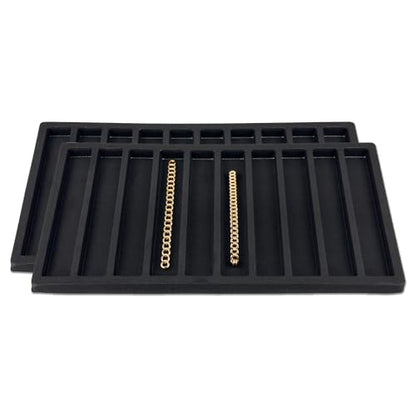 2-Pack 10-Compartments Vertical Flocked Velvet Jewelry Display Inserts - Tray/Case Liners - Bracelet Necklace Storage, (Black) by The Display Guys - color: Black, size: Compartments - 10