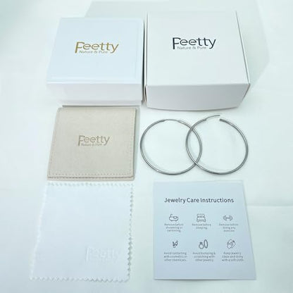 Lightweight Large Hoop Earrings Thin G23 Titanium Hypoallergenic 50 60 MM for Women Gift - size: 60mm