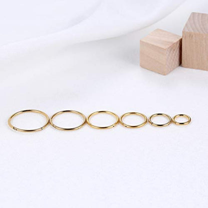 Lantine 16g 18g 20g Nose Rings Hoops Grade 23 Titanium Black Hinged Septum Rings Seamless Clicker Sleeper Cartilage Daith Tragus Helix Piercing Hoop Earrings - color: Gold