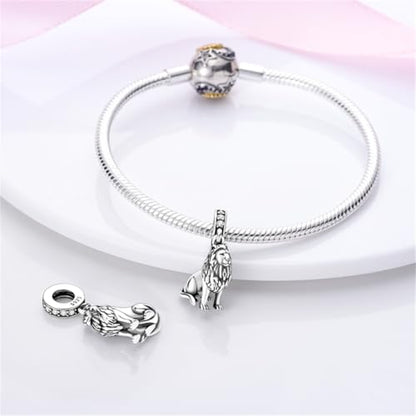 925 Silver Charm for Bracelets Animal Pet Insect Series Women Jewelry Gift - color: Silver Lion