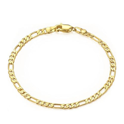 14K Gold Filled Figaro Bracelet for Women Men, 3mm/5mm Italian Figaro Link Chain Bracelets, 6.5-8.5 Inch, Hypoallergenic, Non Tarnish, Dainty Unisex Jewelry, Pulsera de Oro 14K para Mujer