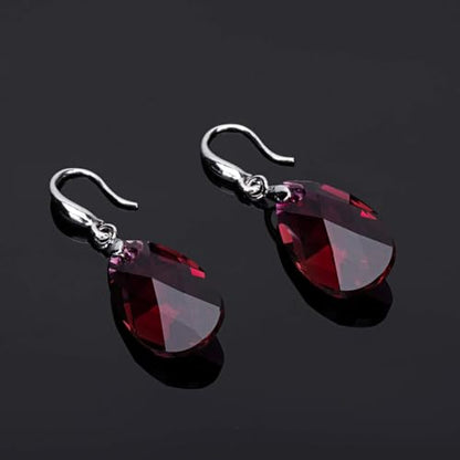 Austrian Crystal Teardrop Dangle Hook Earrings for Women 14K Gold Plated Hypoallergenic Jewelry - color: Fuchsia