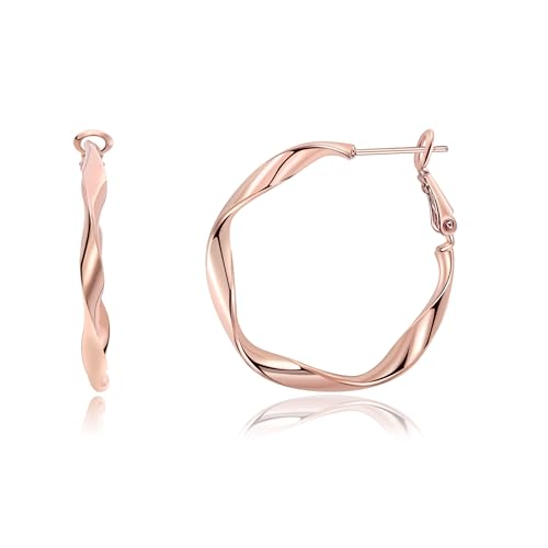 Rose/White/18k Gold Plated Hoop Earrings Lightweight Hoop Earrings For Women Loop Earrings 1in 2in - color: Rose Gold, size: 30mm
