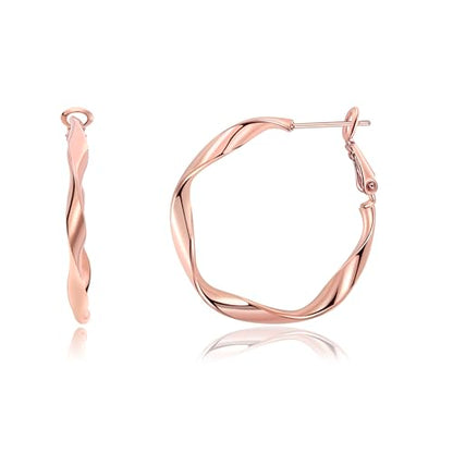 Rose/White/18k Gold Plated Hoop Earrings Lightweight Hoop Earrings For Women Loop Earrings 1in 2in - color: Rose Gold, size: 30mm