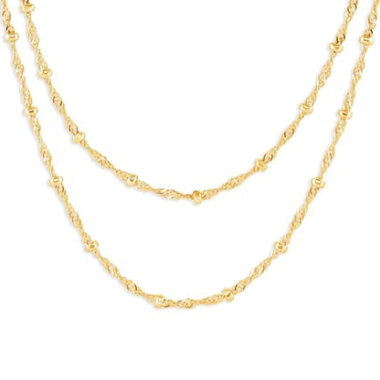 Milla Double Necklaces for Women, Trendy Double Chain Necklace Set | Stylish Gold Necklace Stack and Silver Layered Necklaces for Women made with 14K Gold Plated and Silver Plated Materials - color: Singapore Beaded / Gold