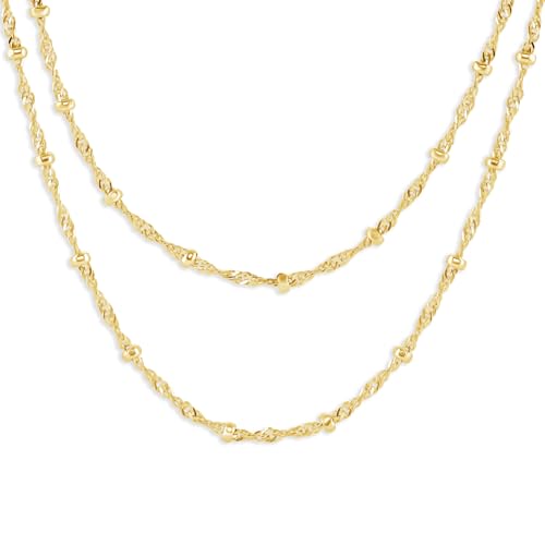 Milla Double Necklaces for Women, Trendy Double Chain Necklace Set | Stylish Gold Necklace Stack and Silver Layered Necklaces for Women made with 14K Gold Plated and Silver Plated Materials - color: Singapore Beaded / Gold