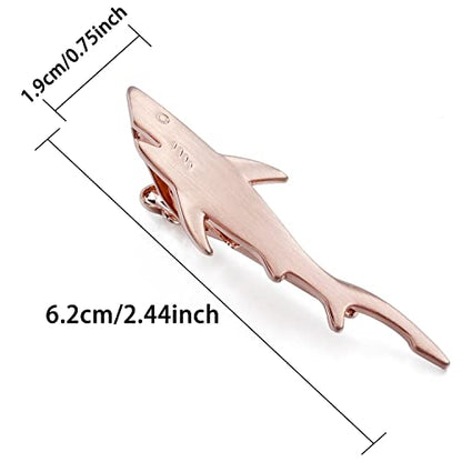 HAWSON 2 inch/ 2.2 inch Tie Clip for Men, Novelty Tie Bar Clip for Men and Boys, Interesting Tie Clip for Party - color: Brush Rose Gold Shark