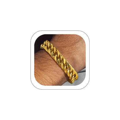Bandmax Cuban Bracelets for Men, Stainless Steel Link, 7.5"/8.3"/9" Length | 7/8/12mm Width, Miami Wristlet Chain, Steel/Black/Gold Tone, Hip Hop Jewelry, Gift for Son Grandson Husban - color: Gold