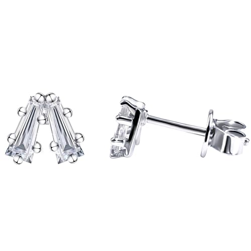 Moissanite Stud Earrings for Women, DF/VVS Clarity, Sterling Silver with 18K White Gold Plated - style: 0.4 Carat Geometric
