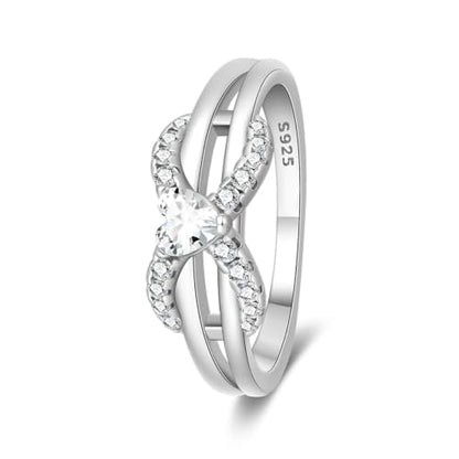 KUNSIR 925 Sterling Silver Rings Classic Cubic Zirconia Eternity Promise Statement Anniversary Wedding Bands Engagement Rings for Women Infinity Forever Love Ring Size 7-9 - style: Luxury Infinity Ring