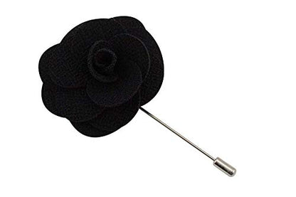 12 Pcs Flower Lapel Pins, Handmade Camellia Flower Boutonniere for Men Women Suit Wedding Party - color: 12X Black-pin