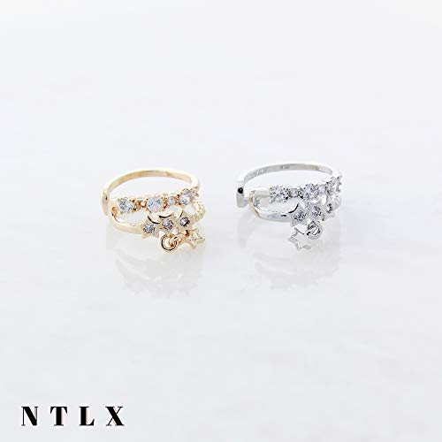 Ear Cuff – Earring Cuffs for Women – 925 Sterling Silver Plated or 14K Gold Plated - Cubic Zirconia Sparkling Round Huggie Ear Cuff Crawler Earrings – Clip On Cartilage - style: Gold - Star Drop
