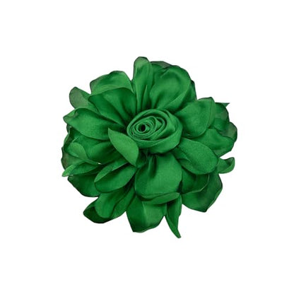 Dainty Fabric Rose Flower Large Brooch Lapel Pins Flower Brooches Pin Classic for Wedding Party Dance Banquet for Women Dress Suit Clothes Accessories Jewelry 100mm - color: Bottle Green
