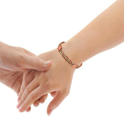 Touchstone Handcrafted Braided Copper Brass Multi Layer Magnetic Hand Forged With Solid High Gauge Tibetan Minimalistic Elegance Bracelet In Two Tones For Men And Women. - style: Braided Two tone 14