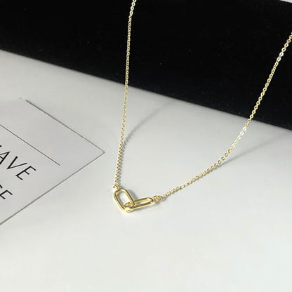 HERIER Cute Heart Necklace Dainty 18k Gold Plated Tiny Heart Pendant Choker Necklaces Small Gold Love Open Heart Chain Necklace for Women Simple Gold Necklace for Women Trendy Jewelry - color: Paperclip Necklace-Gold