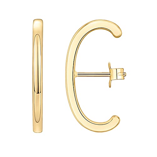 PAVOI 14K Gold Plated 925 Sterling Silver Post Minimalist Suspender Ear Cuff Earrings for Women | Wrap Earlobe Studs - style: Plain