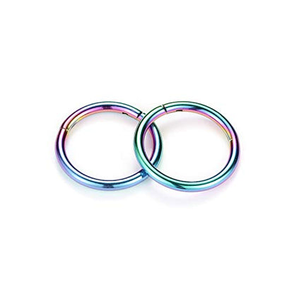 GAGABODY 2 Pcs Nose Rings 22G 20G 18G 16G 14G 12G 10G 8G Surgical Steel Piercing Rings for Nose Septum Cartilage Helix Tragus Conch Rook Daith Lobe from 5mm to 16mm Seamless Hoop Unisex Hinged Earrings - color: Rainbow